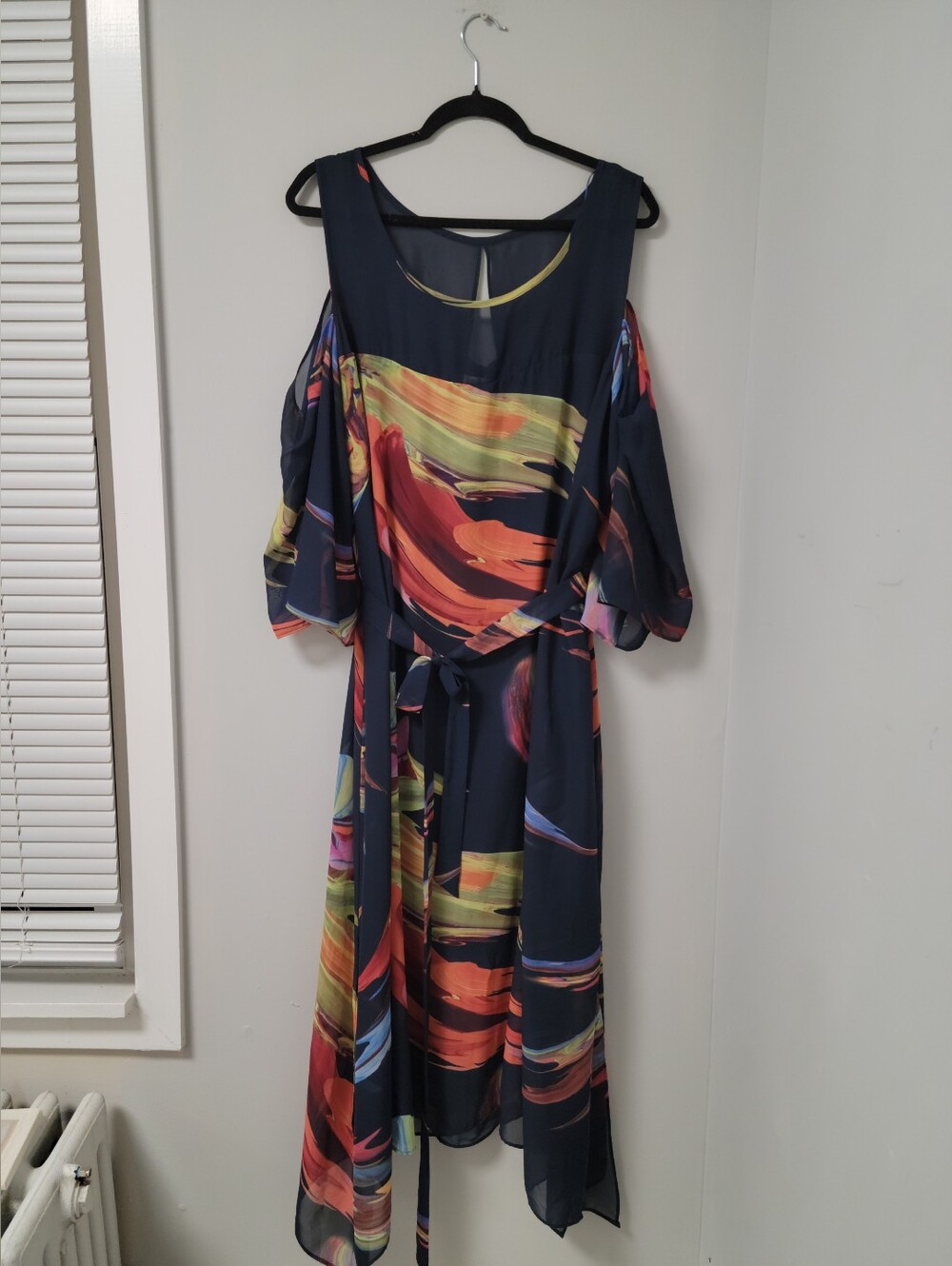 Signature by Robbie Bee Navy Cold Shoulder Maxi Dress Sz 20W